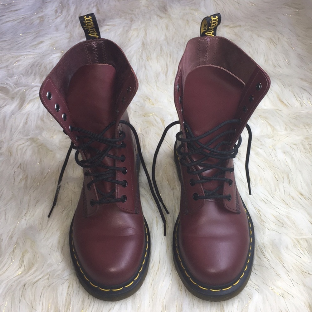 1490 Smooth Cherry Dr. Martens Boots 10 Eyed